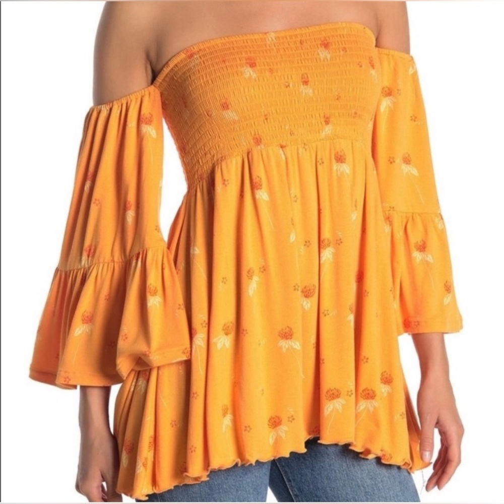 Free People Lana Off the Shoulder Smocked
Tunic Size M